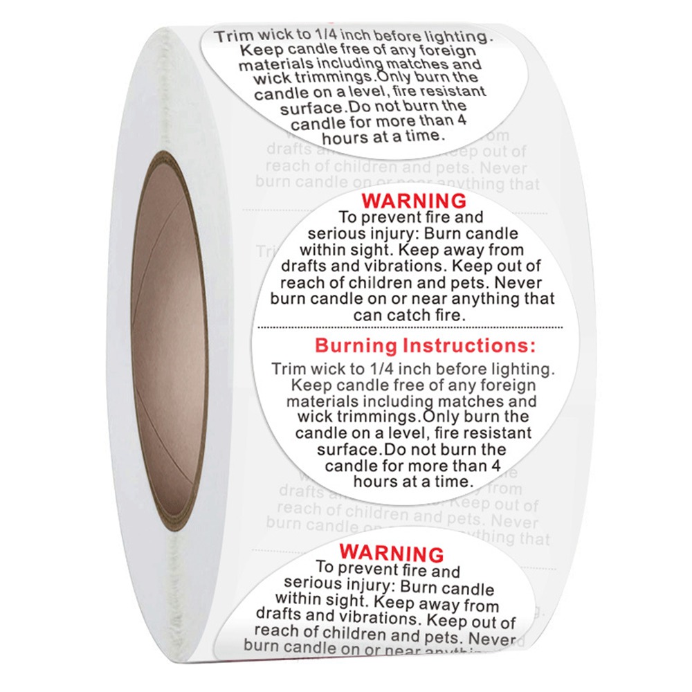 Candle Warning Label - 500 Stuks Witte Kaars Waarschuwingslabels, 1