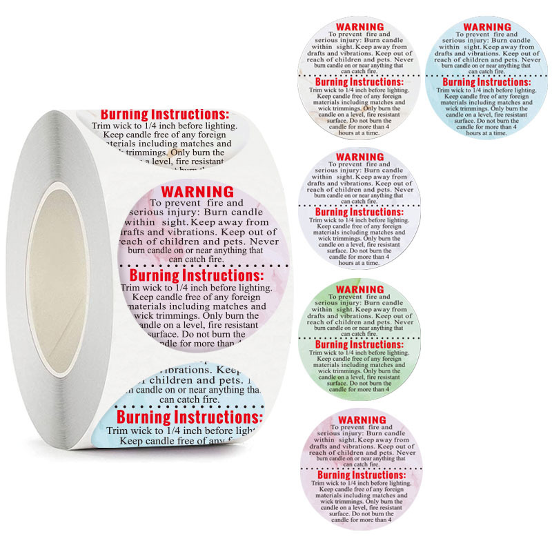 Candle Warning Label - 500 Stuks Waarschuwingslabels Kaarsenpot Container Veiligheidslabels