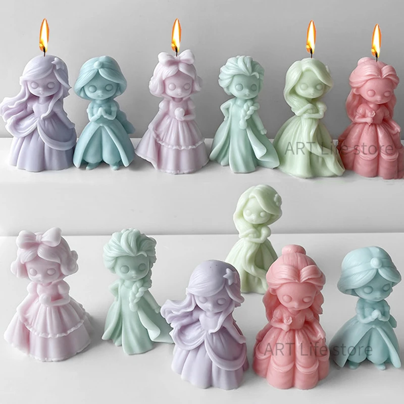 Candle Making Supplies Wholesale - 6 Prinsessenpop Siliconen Kaarsvorm 3d Meisje
