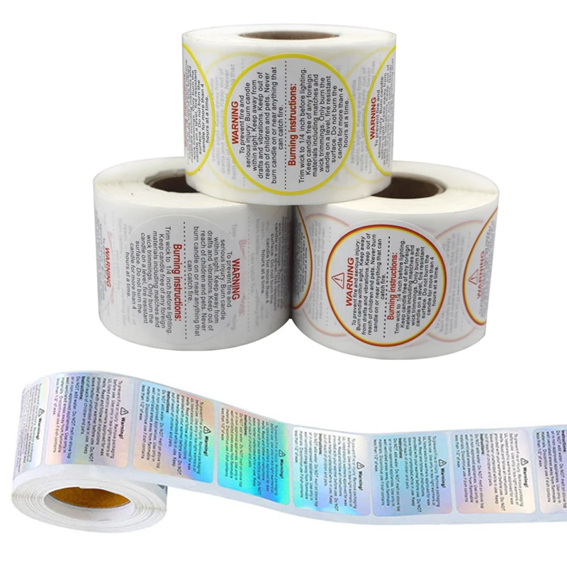 Candle Warning Label - 500 stuks kaars waarschuwingslabel laser kaars