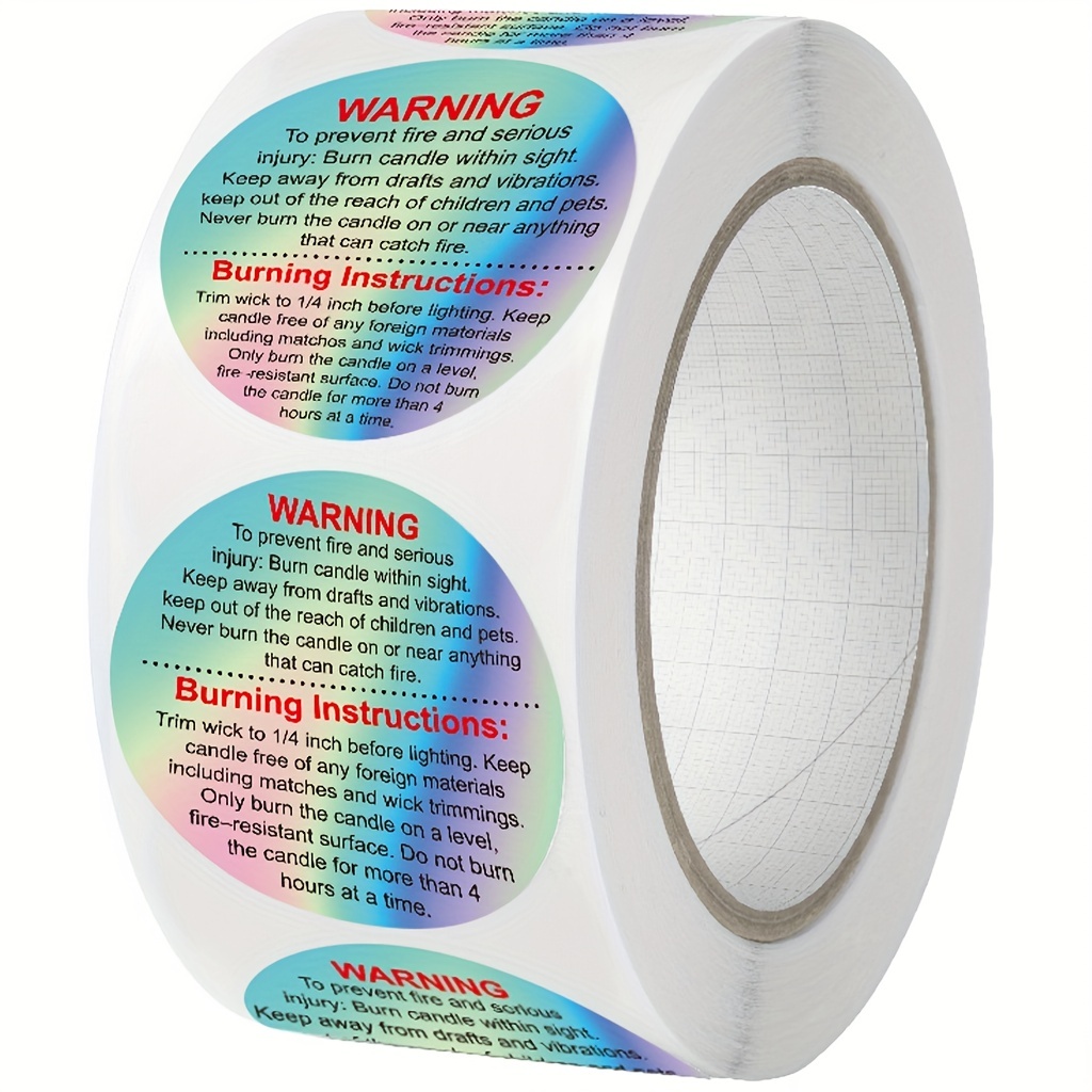 Candle Warning Label - 500 stuks Wax Melt Waarschuwingslabels, kaarspotcontainers