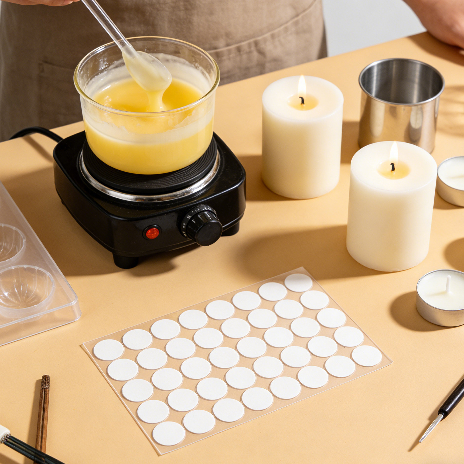 Adhesive Dot Wick - 800 stuks kaarslontstickers, dubbelzijdige stippen, hittebestendige