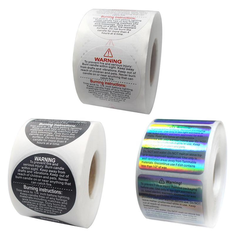 Candle Warning Label - 500 STKS Waterdichte Kaars Waarschuwingsstickers Laser