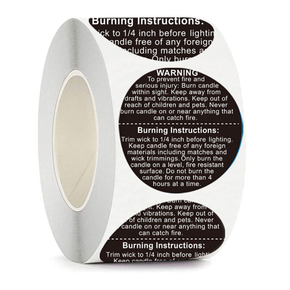 Candle Warning Label - Zelfklevende etiketten voor kaarsenpotten, was-smeltveiligheidsstickers, decoratieve