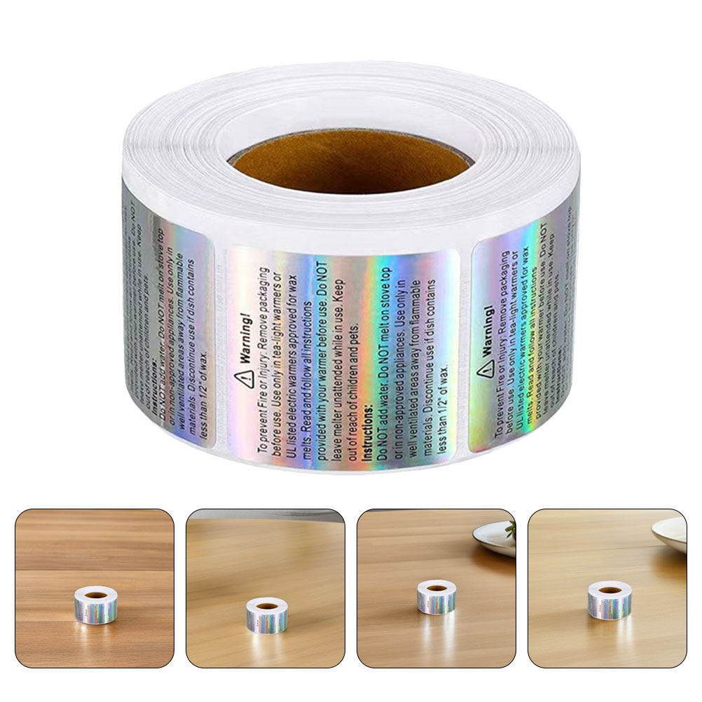 Candle Warning Label - 2 rollen holografische waarschuwingslabels, waterdichte zelfklevende